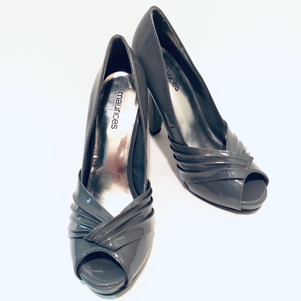 Gray 4.5” Peep Toe High Heels Size 6.5